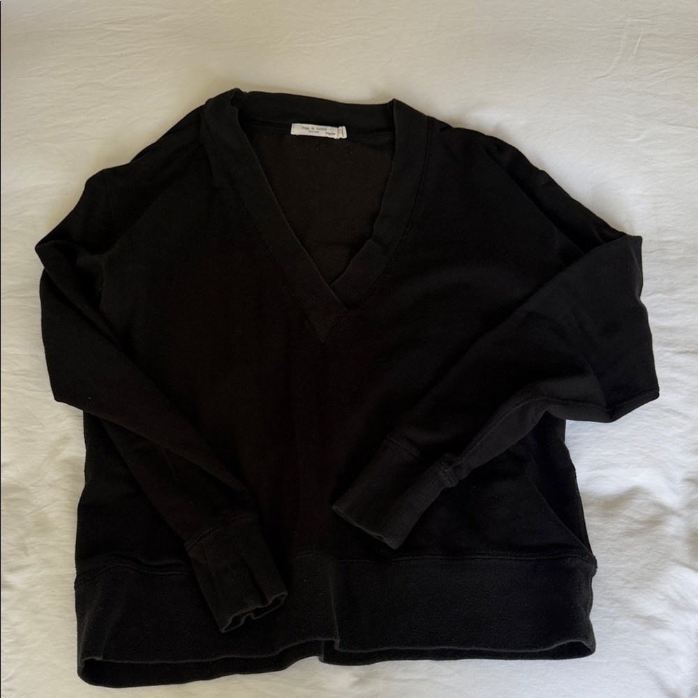 rag & bone Men's Deep Black V-Neck Sweater